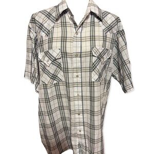 Vintage Plains Plaid Snap Button Shirt L
